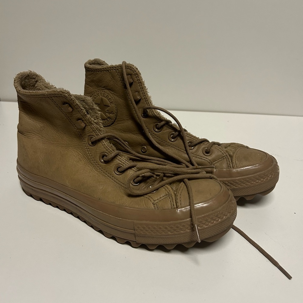 Converse Beige Fur-Lined High-Tops